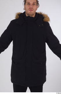 Arvid black coat black parka dressed sports upper body 0001.jpg